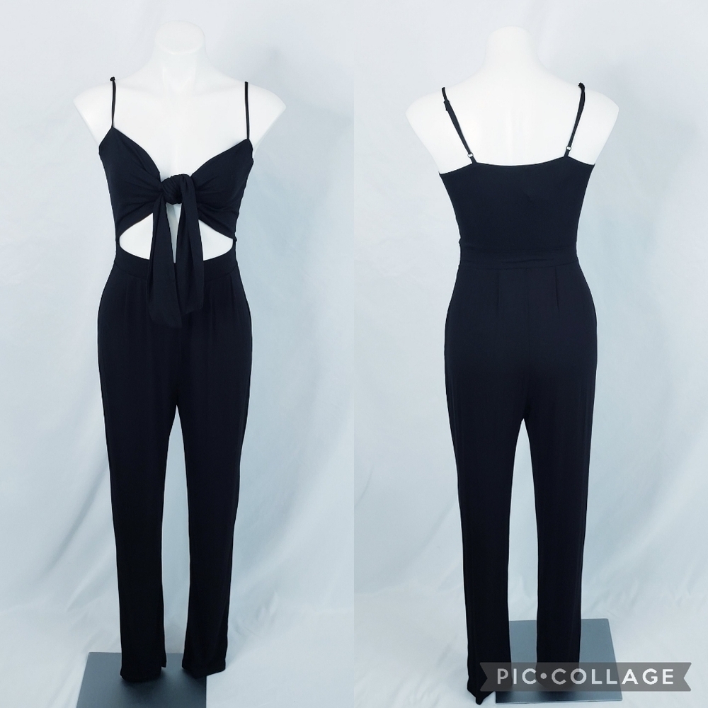 NWT ASOS Cami Jumpsuit with Tie Knot Front Black Jersey